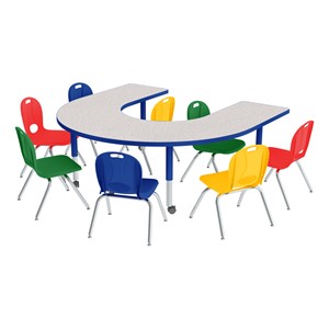 Horseshoe Adjustable-Height Preschool Table & Assorted Chair Set