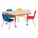 Trapezoid Adjustable-Height Preschool Table & Assorted Color Chair Set