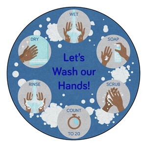 Let's Wash Our Hands Washable Rug - Round