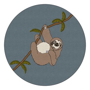 Natural Sloth Nursery Rug (12' Diameter)