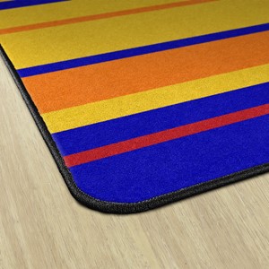 Primary Color Striped Classroom Rug - Edges