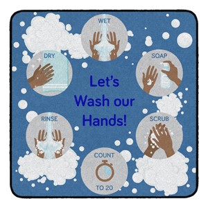 Let's Wash Our Hands! Durable Rug - Square