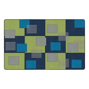 Shapes Accent Block Line Classroom Rug - Navy