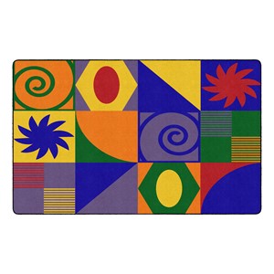 Shapes Accent Abstract Classroom Rug - Primary