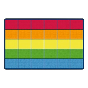 Preschool Room Divider w/ Soft Seating - Colorful Squares Seating Rug
