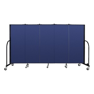 5' H Freestanding Portable Partition - 5 Panels (9' 5" L) - Blue
