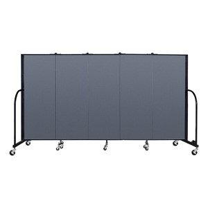 4' H Freestanding Portable Partition - 5 Panels (9' 5" L) - Indigo
