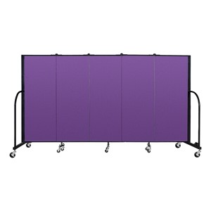 5' H Freestanding Portable Partition - 5 Panels (9' 5" L) - Purple