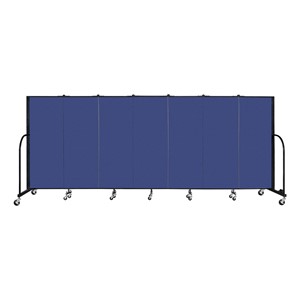 5' H Freestanding Portable Partition - 7 Panels (13' 1" L) - Blue