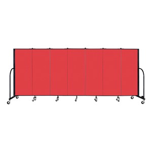 5' H Freestanding Portable Partition - 7 Panels (13' 1" L) - Red