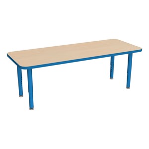 Shapes Accent Series Rectangle Collaborative Table w/ Glides (24" W x 60" L) - Maple Top w/ Brilliant Blue Legs