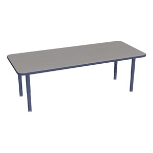 Shapes Accent Series Rectangle Collaborative Table w/ Glides (30" W x 72" L) - Cosmic Strandz Top w/ Navy Legs