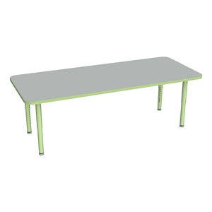 Shapes Accent Series Rectangle Collaborative Table w/ Glides (30" W x 72" L) - North Sea Top w/ Green Apple Legs