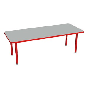Shapes Accent Series Rectangle Collaborative Table w/ Glides (30" W x 72" L) - North Sea Top w/ Red Legs