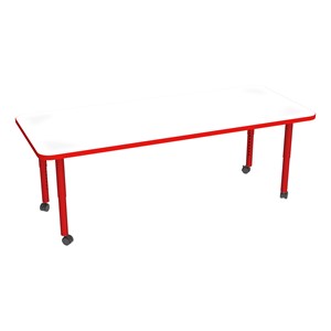 Shapes Accent Series Rectangle Collaborative Table w/ Whiteboard Top & Casters - Red