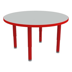 Shapes Accent Series Round Collaborative Table w/ Glides - North Sea Top w/ Red Legs