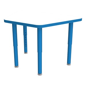 Shapes Accent Series Trapezoid Collaborative Table w/ Whiteboard Top & Glides - Brilliant Blue