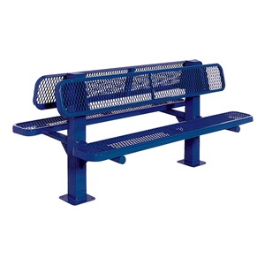 Bollard 961 Series Double-Sided Bench - Diamond Expanded Metal w/ Surface Mount (8' L) - Blue