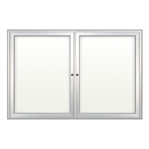 Indoor Enclosed Dry Erase Board w/ Two Doors - Shown w/ radius frame