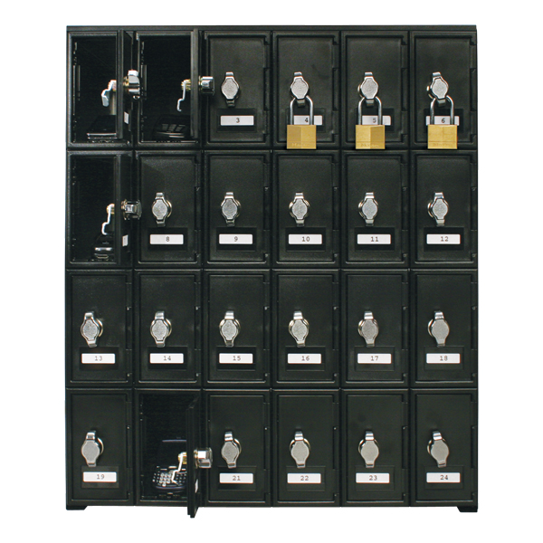 4 Door Black/Black United Visual Cell Phone Locker 11 x 4 x 12-1/2 