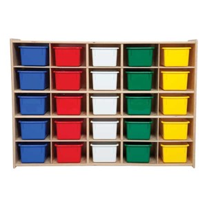 25-Tray Wooden Storage Unit w/ Colorful Trays