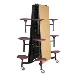 Mobile Stool Cafeteria Table - Shown folded