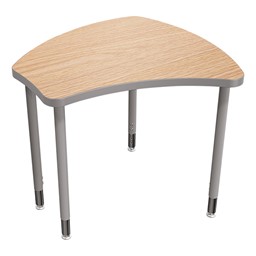 Small Shape Desk w/o Book Box - Castle oak top w/ platinum legs