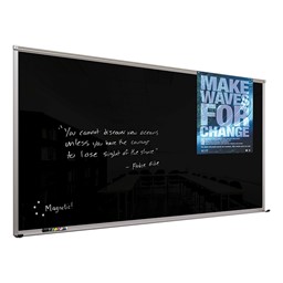 Framed Magnetic Glass Dry Erase Markerboard (4' W x 3' H) - Gloss Black