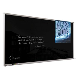 Framed Magnetic Glass Dry Erase Markerboard (4\' W x 3\' H) - Gloss Black
