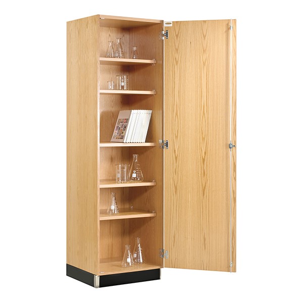 Tall Wood Storage Cabinet w/ Oak Doors (24" W)