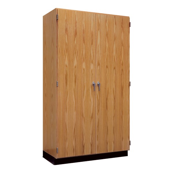 Tall Wood Storage Cabinet with Oak Wood Doors (36" W)