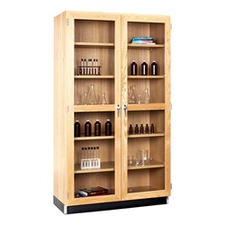Tall Wood Storage Cabinet W Glass Doors 48 W At School Outfitters