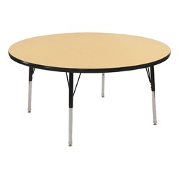 Round Adjustable-Height Activity Table - Maple top w/ black edge