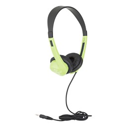 Stereo School Headphones w/ Leatherette Ear Cushion & Tangle-Free Cord - Green Apple
