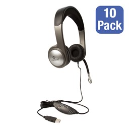 Pack of 10 USB Multimedia Headsets w/ Volume Control