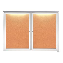 Concealed Lighting Enclosed Bulletin Board - Shown w/ Two Doors