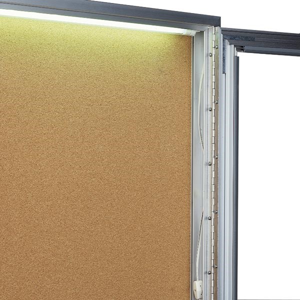 Concealed Lighting Enclosed Bulletin Board - Fluorescent lighting shown