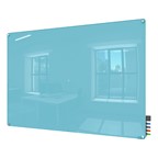 Harmony Colors Magnetic Glass Whiteboard w/ Radius Corners - Blue
