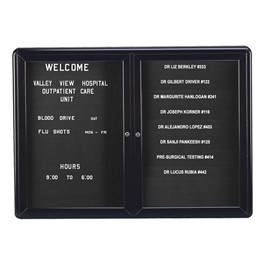 Ovation Radius Changeable Letter Board w/ Two Doors & Black Frame