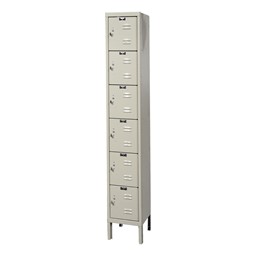 Premium One-Wide Six-Tier Box Lockers (12" H Openings) - Shown in Parchment