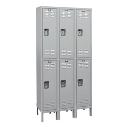 Antimicrobial Three-Wide Double-Tier Lockers (36\" H Openings)