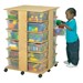 Mobile Cubby Storage Tower - 24 Cubbies w/ Clear Trays