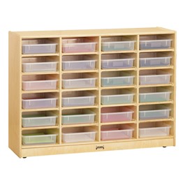 Baltic Birch Paper Tray Cubby Unit - 24 Cubbies w/ Clear Trays