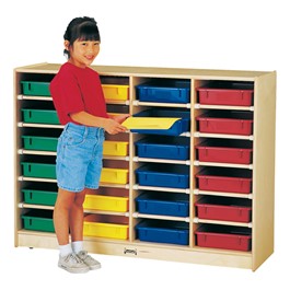 Baltic Birch Paper Tray Cubby Unit - 24 Cubbies w/ Colorful Trays