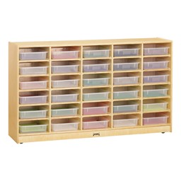 Baltic Birch Paper Tray Cubby Unit - 30 Cubbies w/ Clear Trays
