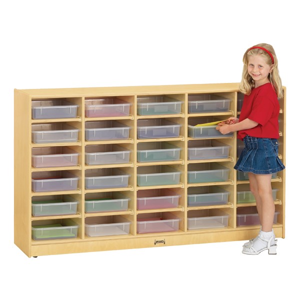 Baltic Birch Paper Tray Cubby Unit - 30 Cubbies w/ Clear Trays