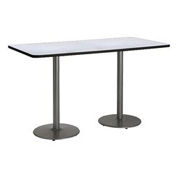 Rectangle Bistro-Height Pedestal Table w/ Round Silver Base - Gray Nebula