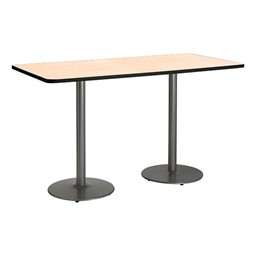Rectangle Bistro-Height Pedestal Table w/ Round Silver Base - Natural
