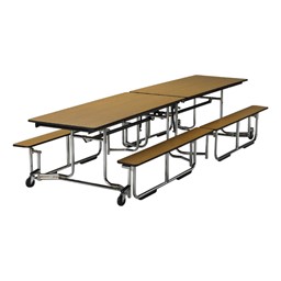 Uniframe Mobile Cafeteria Bench Table - Shown w/ chrome frame