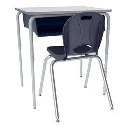 Open Front Desk w/ Color Book Box and Silver Mist Frame and 18-Inch Structure Series School Chair Set